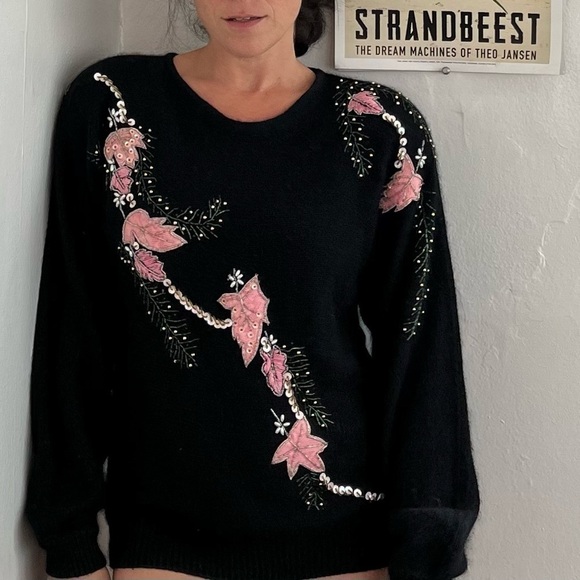 Vintage “Work in Progress” Beaded Sweater - Picture 1 of 8